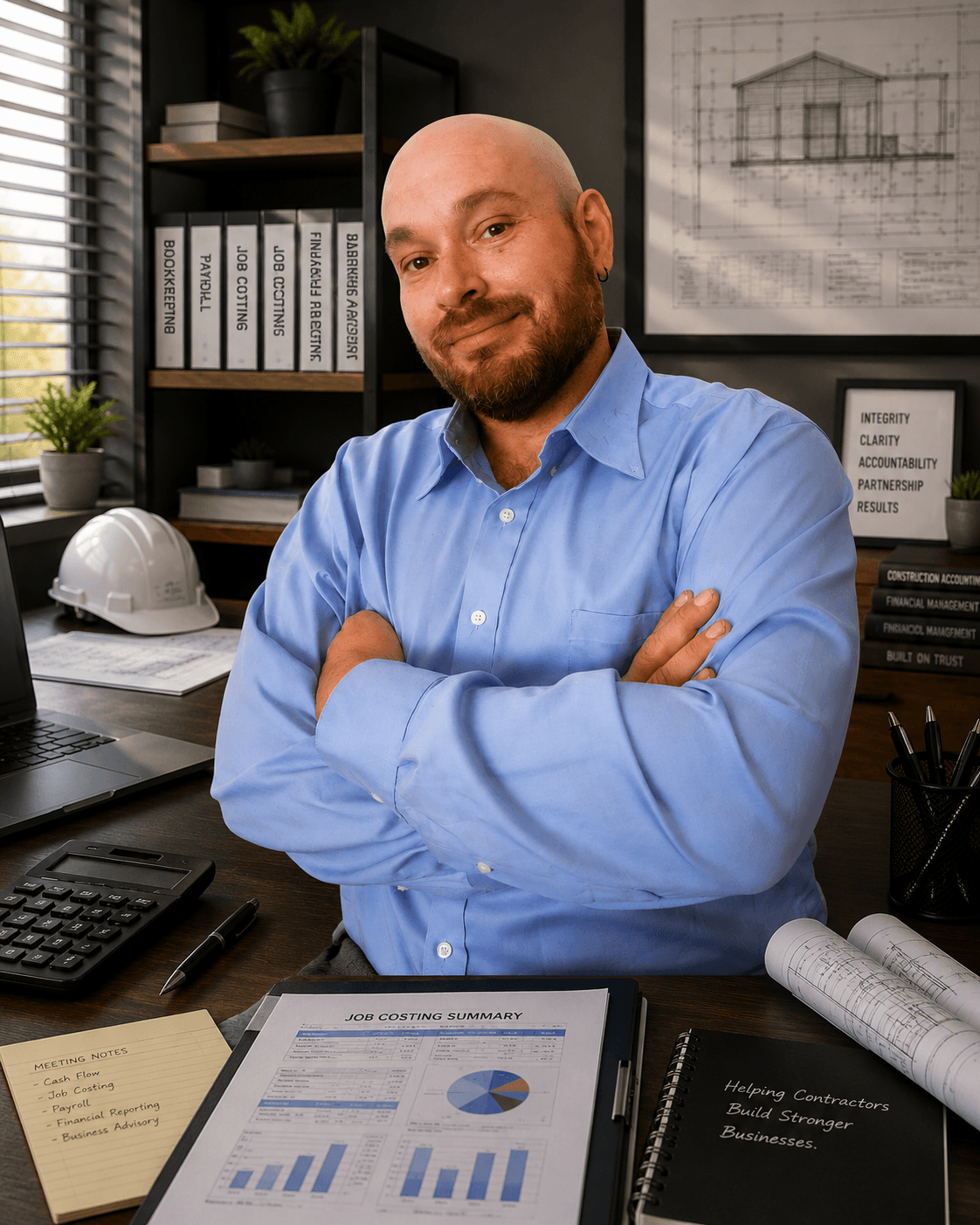 Adam Davis en un espacio financiero para contratistas